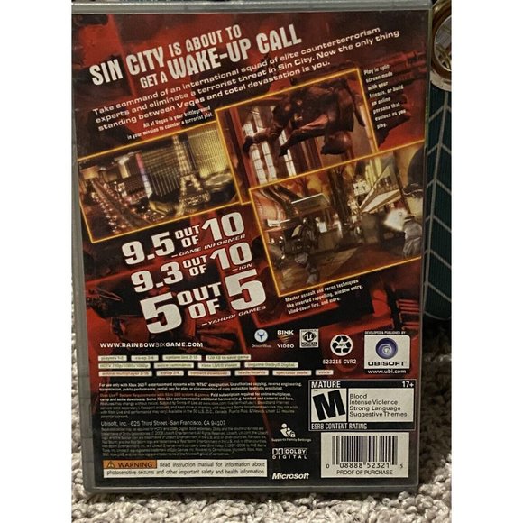 Tom Clancy Rainbow Six Vegas (Microsoft Xbox 360)  Rated Mature 17+ No Manual - Picture 2 of 5